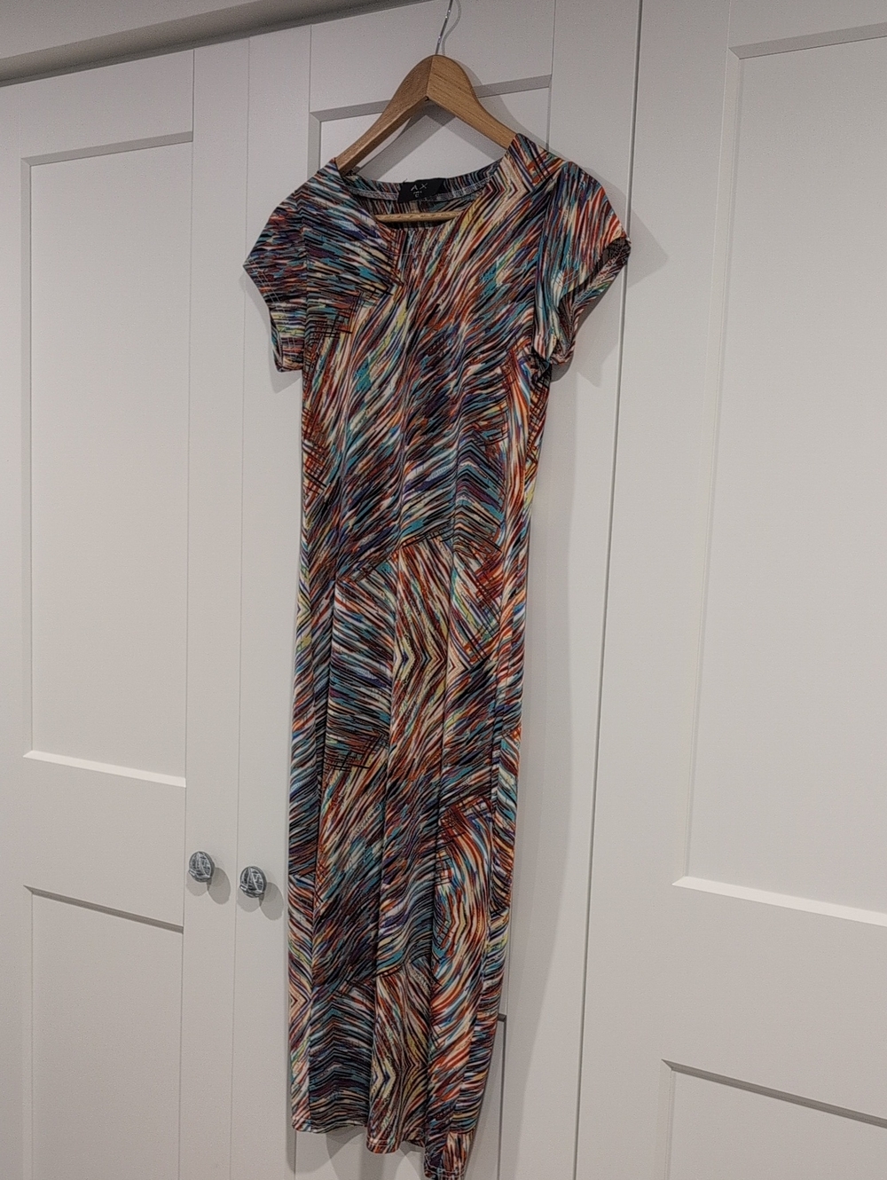 Armani Exchange Paris Multicolor Striped Wave-Print Midi Dress